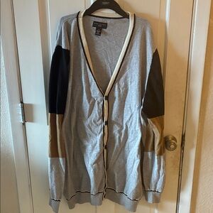 Men's Gray and Black Cardigan Sweater